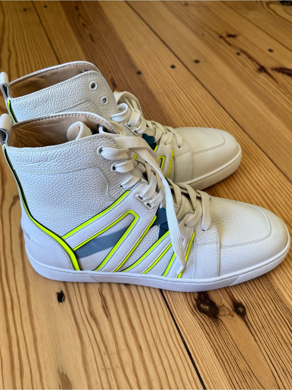 Christian Louboutin Vida Top Flat High-Top Sneakers with Neon Accents